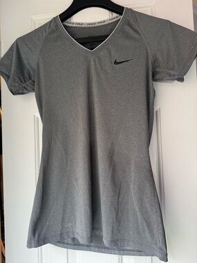 Nike Women’s Gray V-Neck Dri-FIT Short Sleeve Tee
